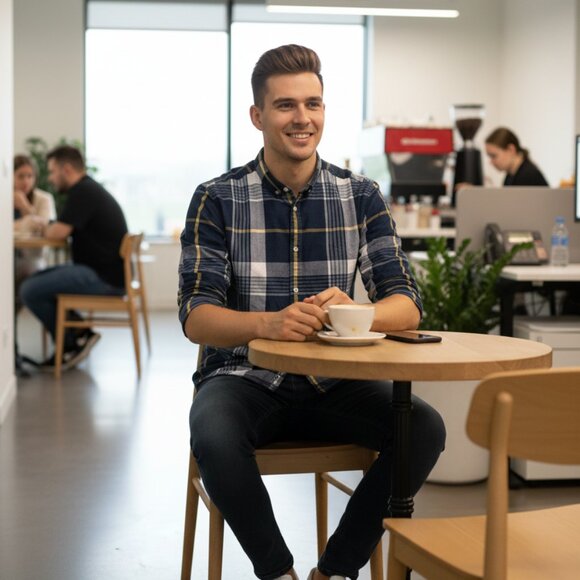 H&M Crew Plaid Long Sleeve Button Down Shirt Size L - Picture 6 of 7